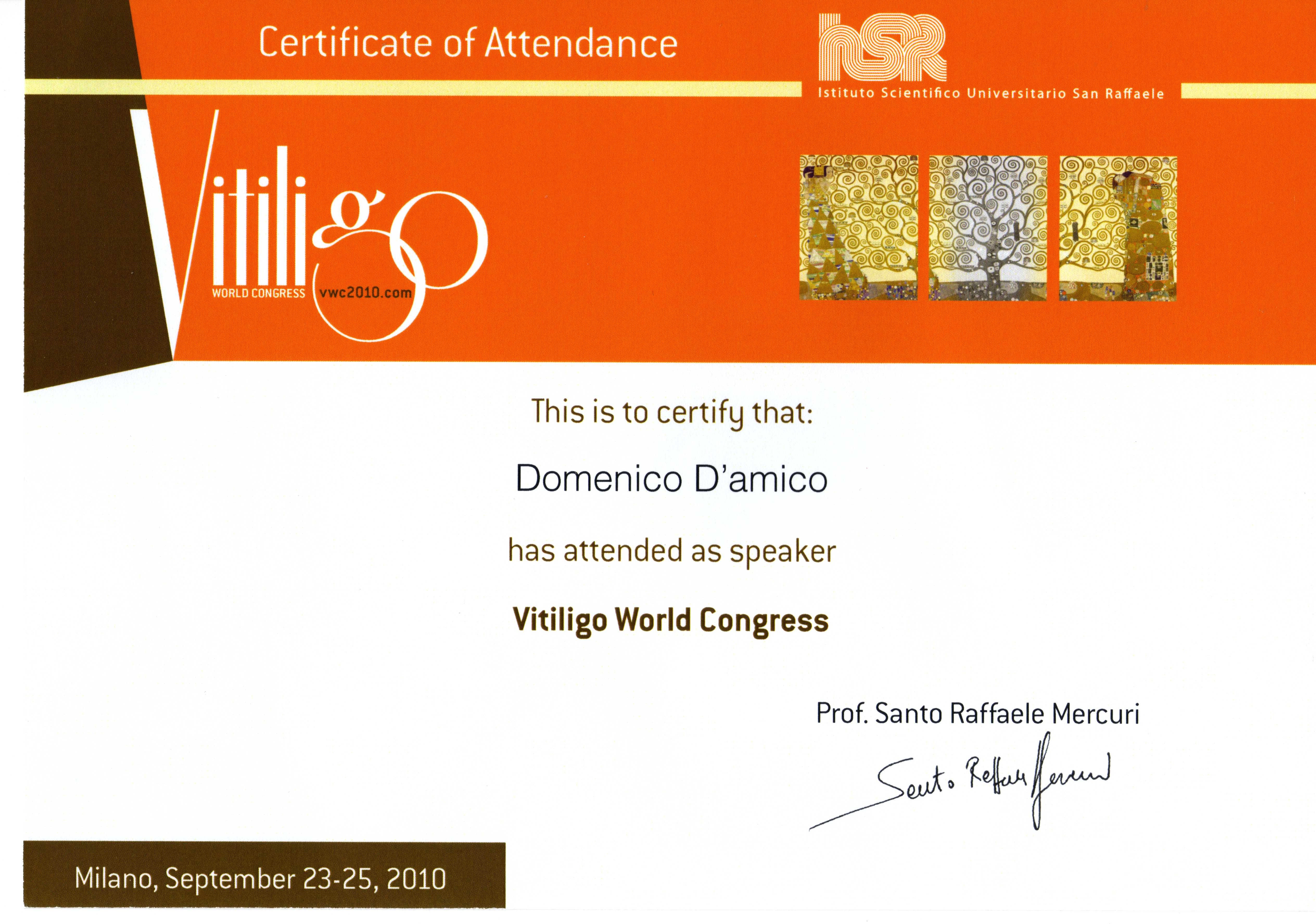 attestato vitiligo word congress